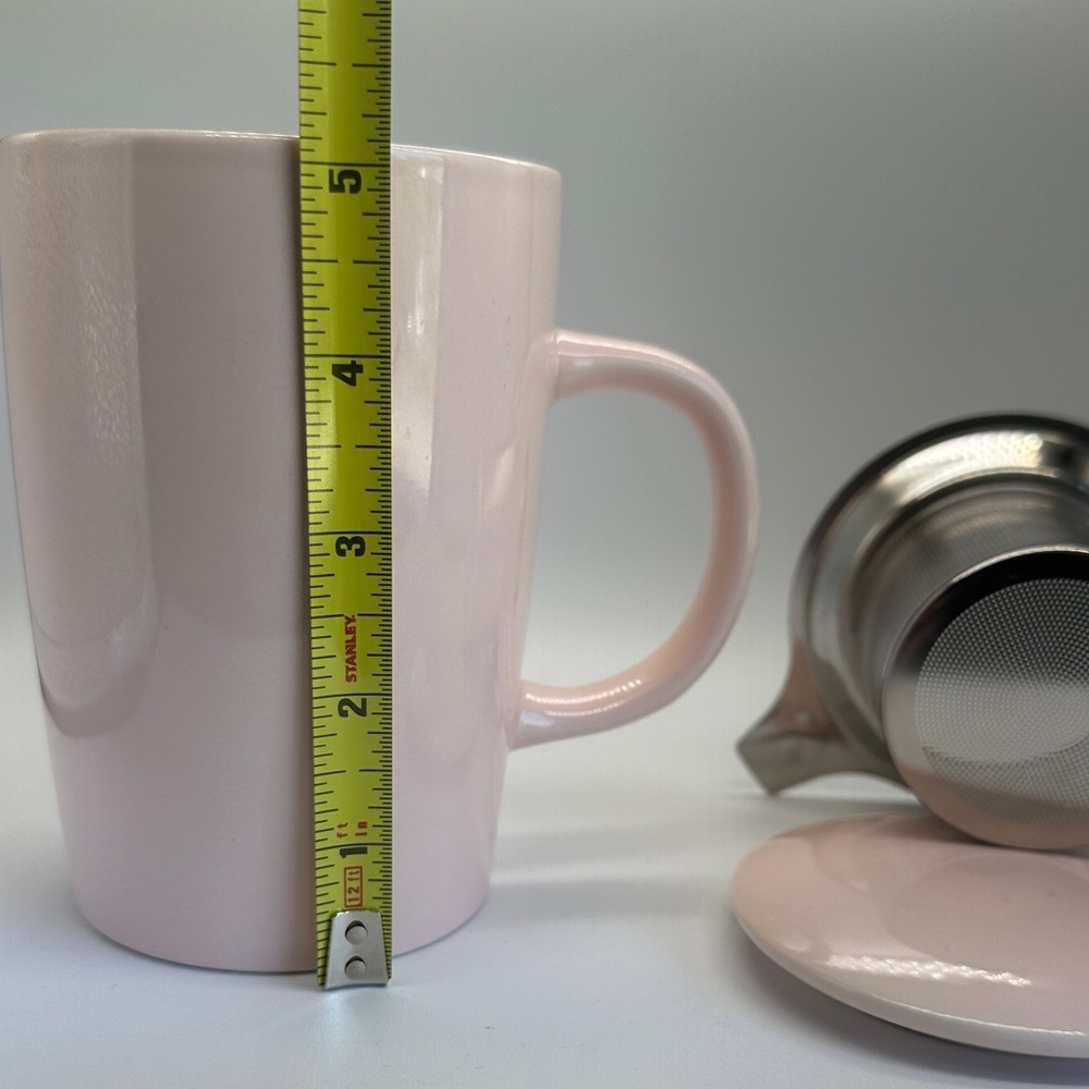 🩷 Pink Ceramic Mug Set with Stainless Steel Tea Infuser and Matching Lid (S) - Picture 5 of 15